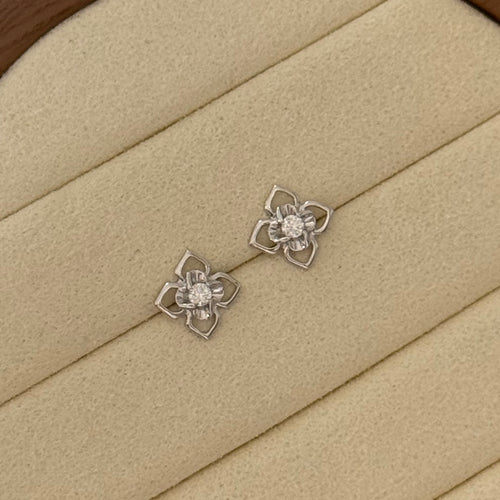 18K Dual Bloom Diamond Earring
